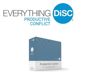 Everything DiSC Productive Conflict Logo at top.  Everything DiSC Productive Conflict Facilitation Kit Box at bottom